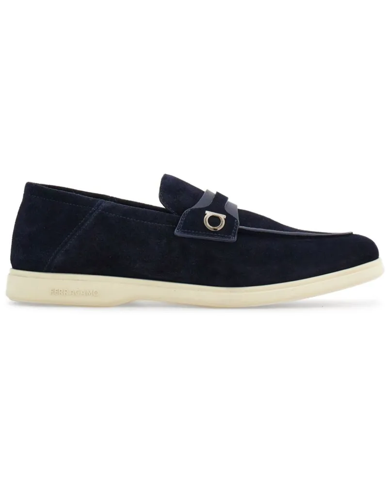 Ferragamo Deconstructed Wildleder-Loafer mit Gancini-Detail - Blau Blau