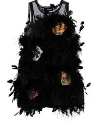 Cynthia Rowley Feder-Minikleid mit Blumenmotiv Schwarz