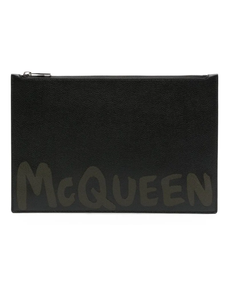 Alexander McQueen Clutch mit Logo-Print - Schwarz Schwarz