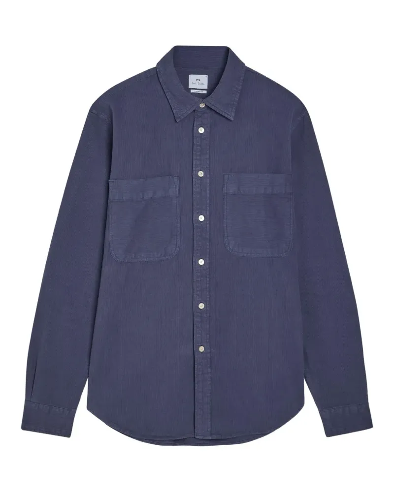 Paul Smith corduroy-texture chest-pocket shirt - Blau Blau