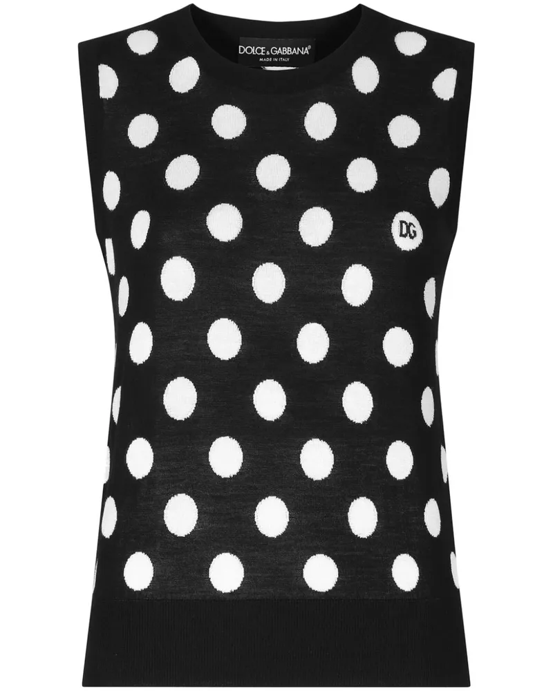 Dolce & Gabbana Top mit Polka Dots - Schwarz Schwarz