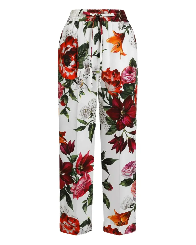 Dolce & Gabbana Hose mit Blumen-Print - Weiß Weiß