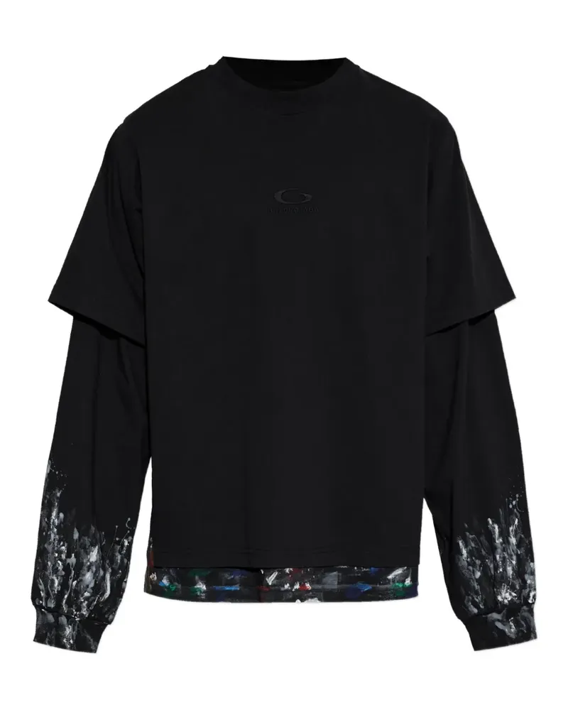 Balenciaga layered paint-splatter long-sleeve T-shirt - Schwarz Schwarz