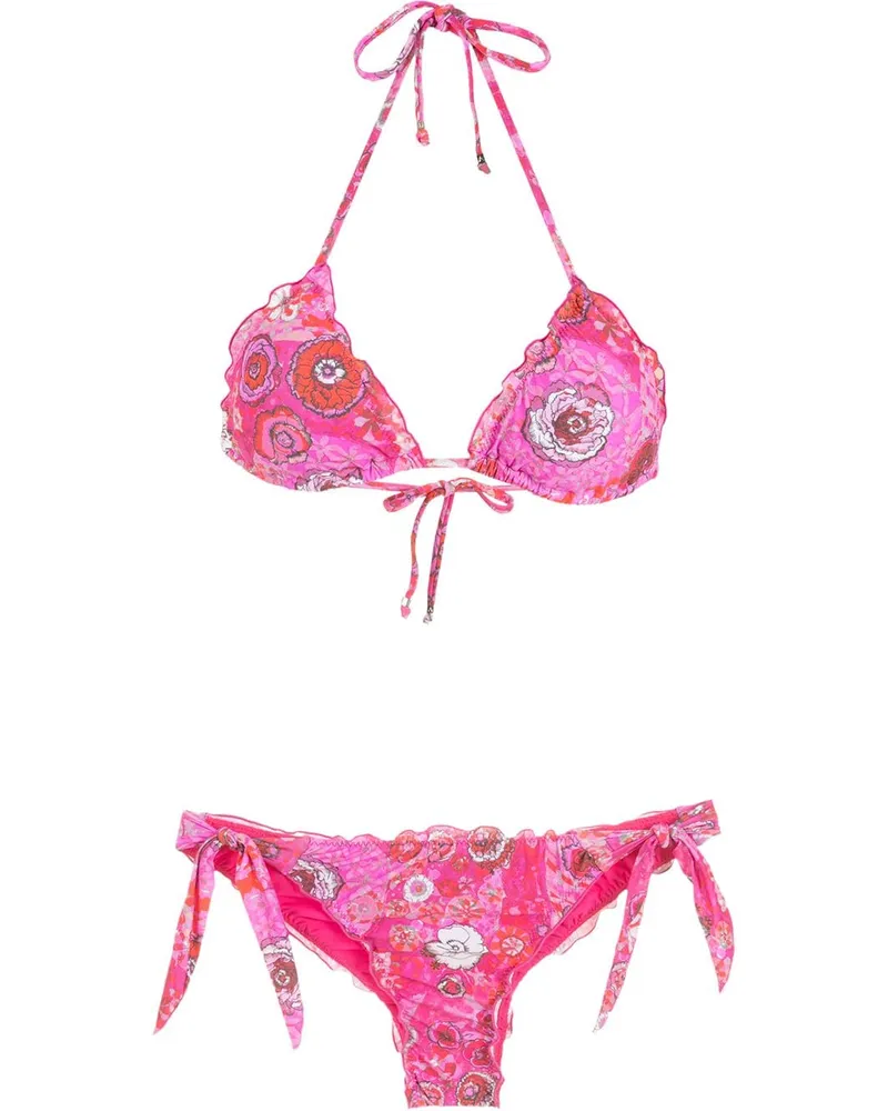 Amir Slama Bikini mit Blumen-Print - Rosa Rosa