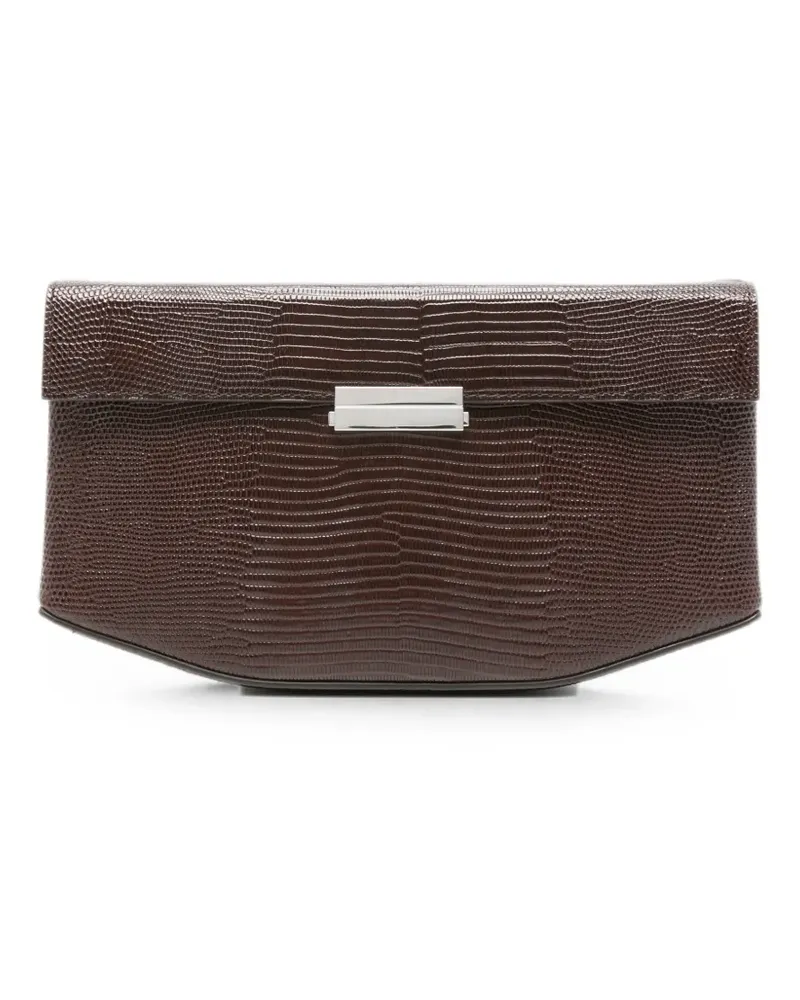 Totême lizard-effect leather shoulder bag - Braun Braun