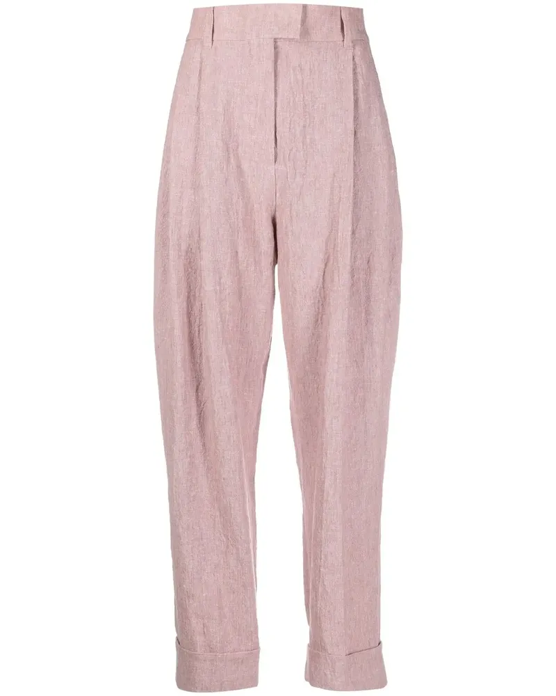 Brunello Cucinelli Gerade High-Waist-Hose - Rosa Rosa