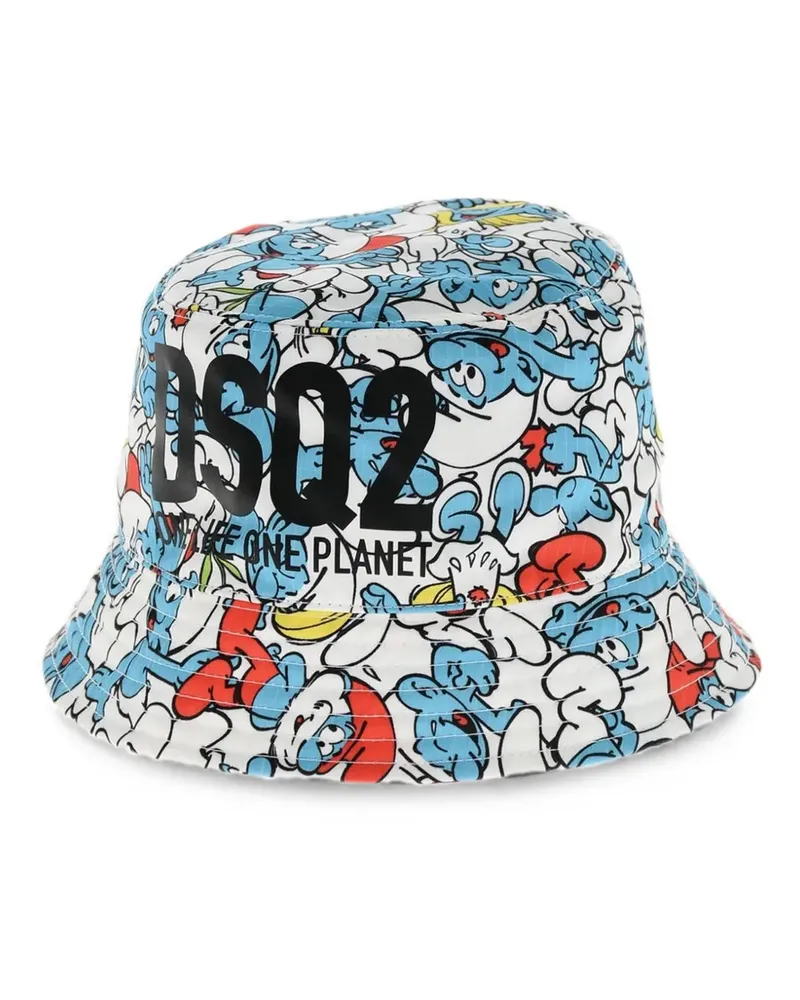 Dsquared2 x Smurfs Fischerhut mit Print - Weiß Weiß