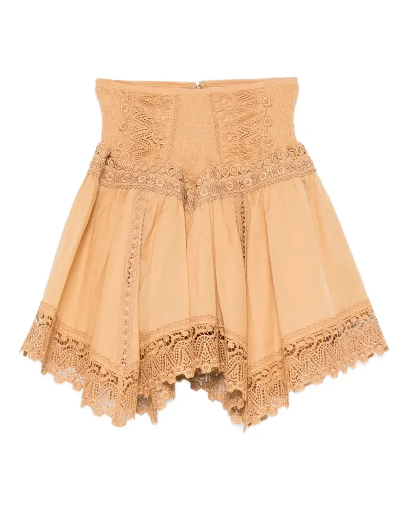 Charo Ruiz lace-trim mini skirt - Nude Nude