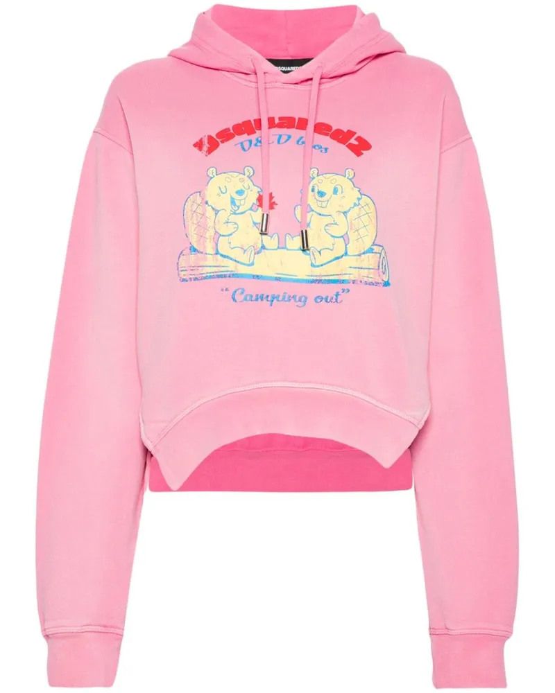 Dsquared2 Cropped-Hoodie mit Print Rosa