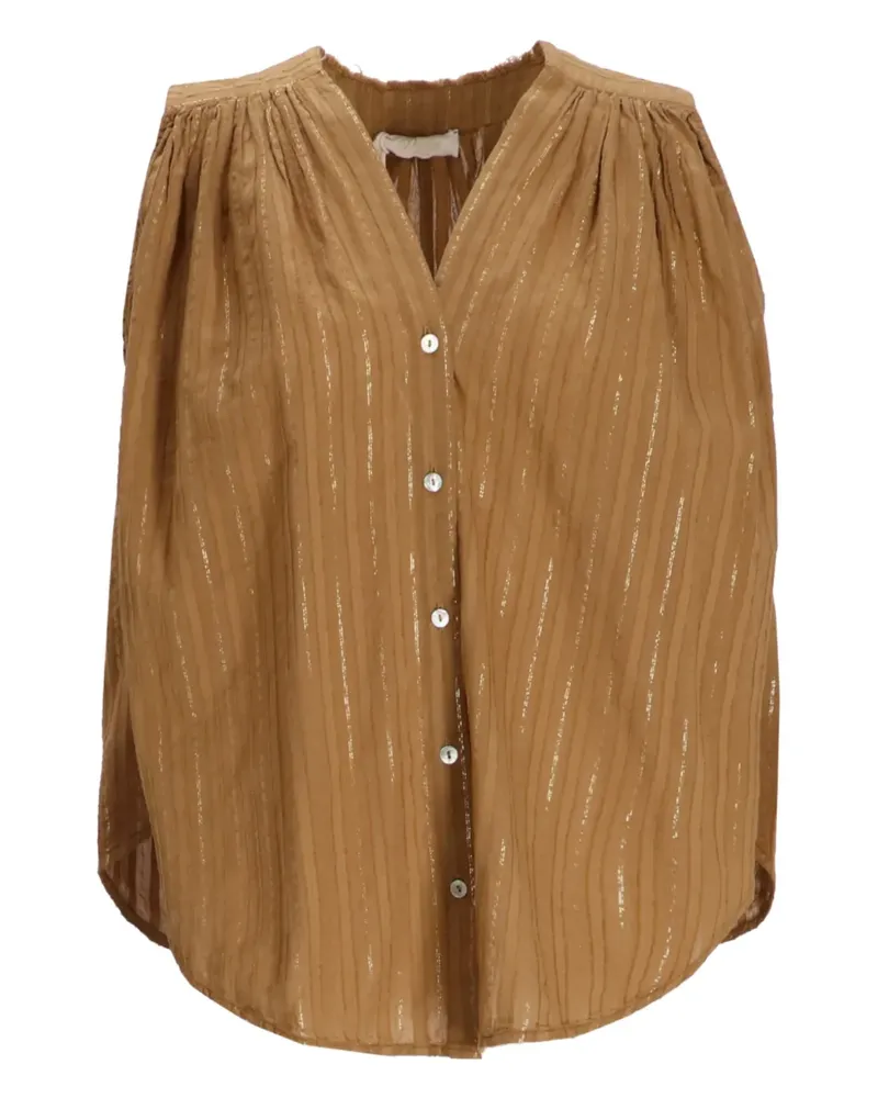Devotion Iris Bluse mit Metallic-Streifen - Braun Braun