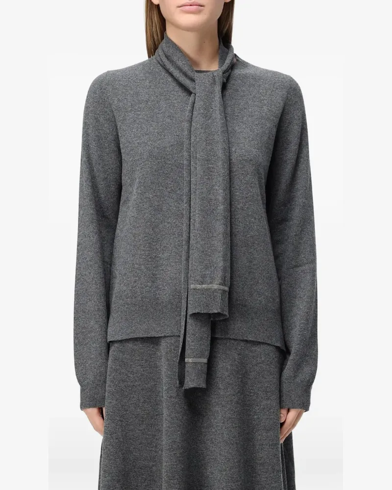 Fabiana Filippi Langärmeliger Pullover mit Bindekragen - Grau Grau