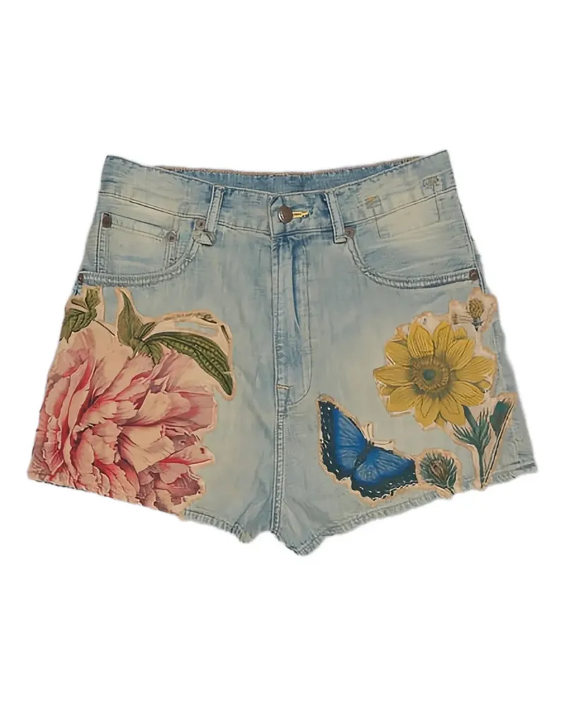 R13 Venti Shorts mit Blumenapplikation - Blau Blau