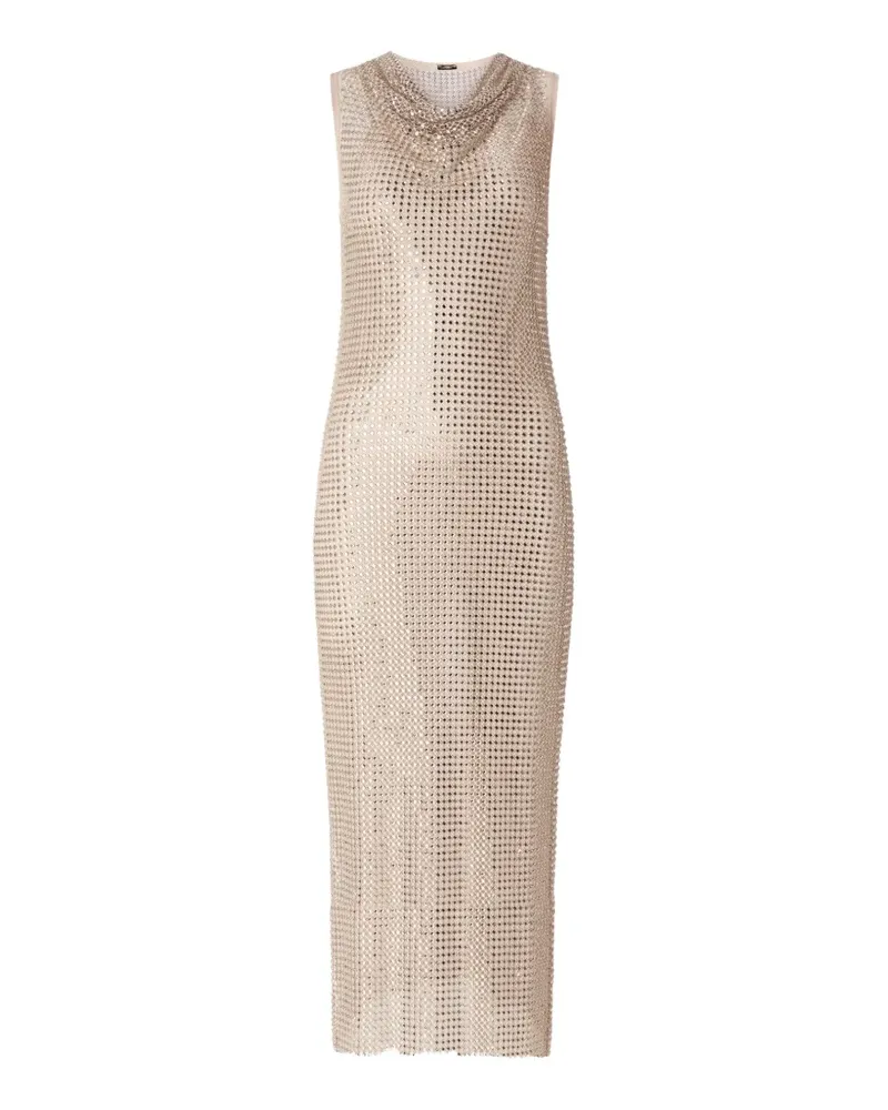 Pinko Midikleid mit Mesh-Effekt und Strass - Gold Gold