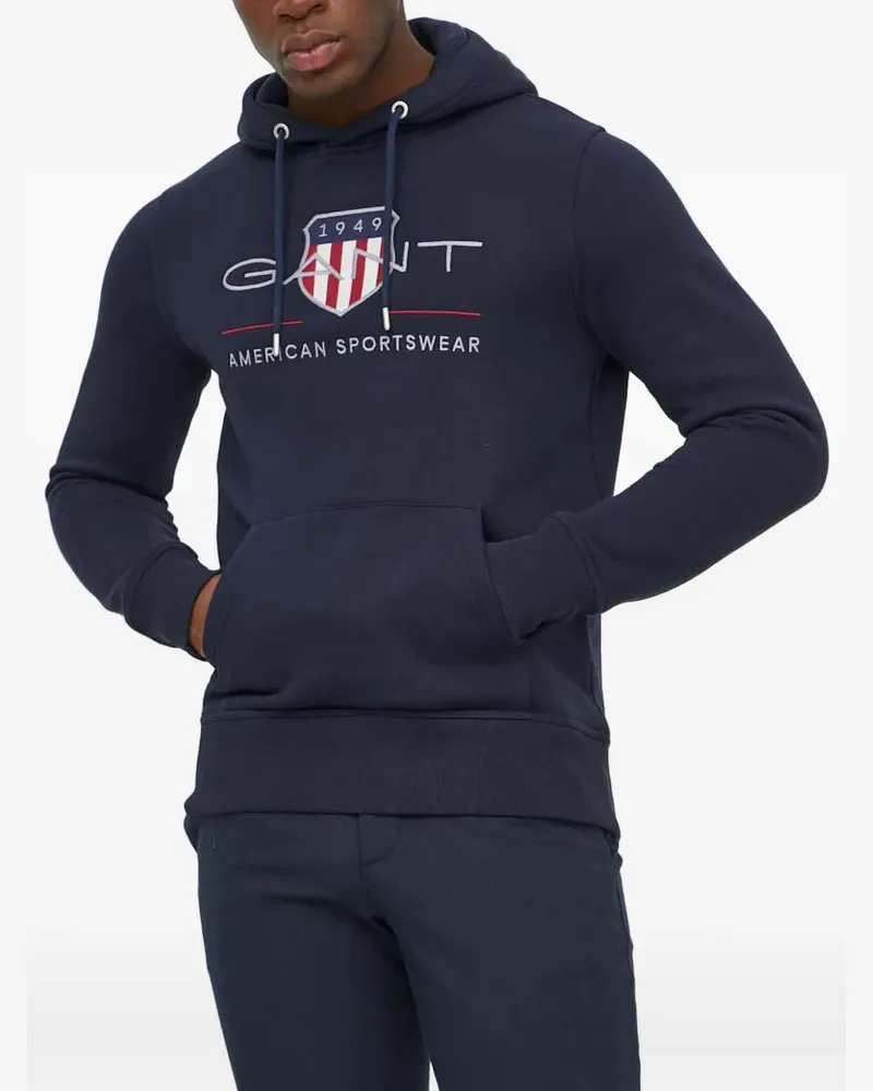 Gant logo-embroidered hoodie - Blau Blau