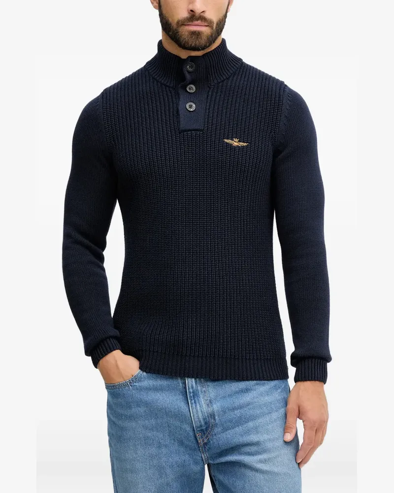 Aeronautica Militare button embroidered sweater - Blau Blau