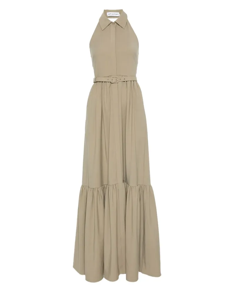 Self-Portrait Neckholder-Kleid mit Gürtel - Nude Nude