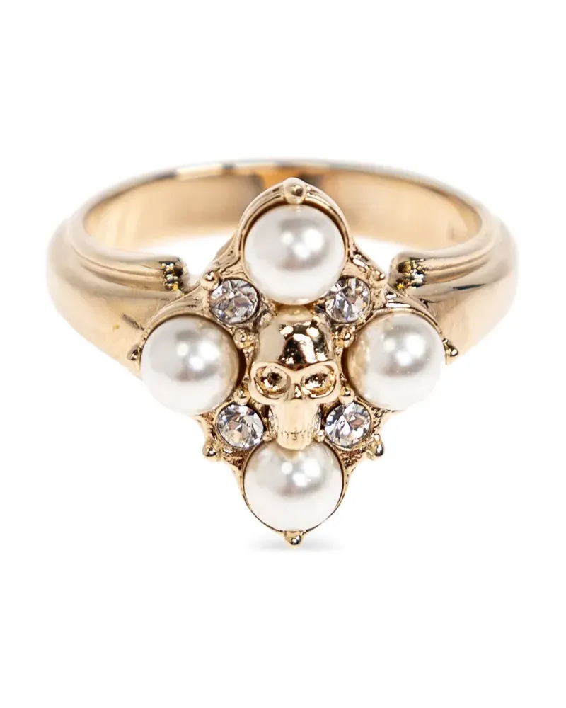 Alexander McQueen skull pearl ring - Gold Gold