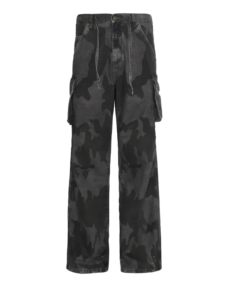 FourTwoFour on Fairfax Cargohose mit Camouflage-Print - Schwarz Schwarz