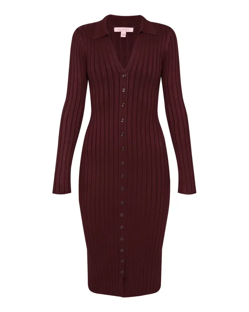 Guess Miranda Midikleid aus geripptem Strick - Braun Braun