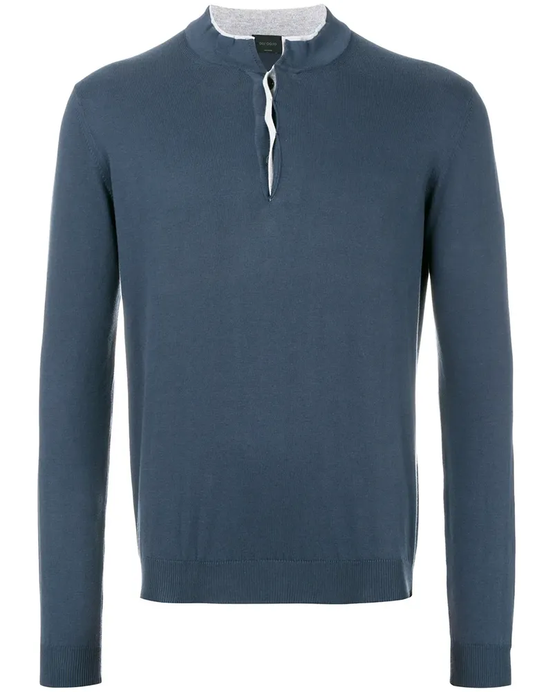 Dell'oglio Klassisches Henley-Hemd - Blau Blau