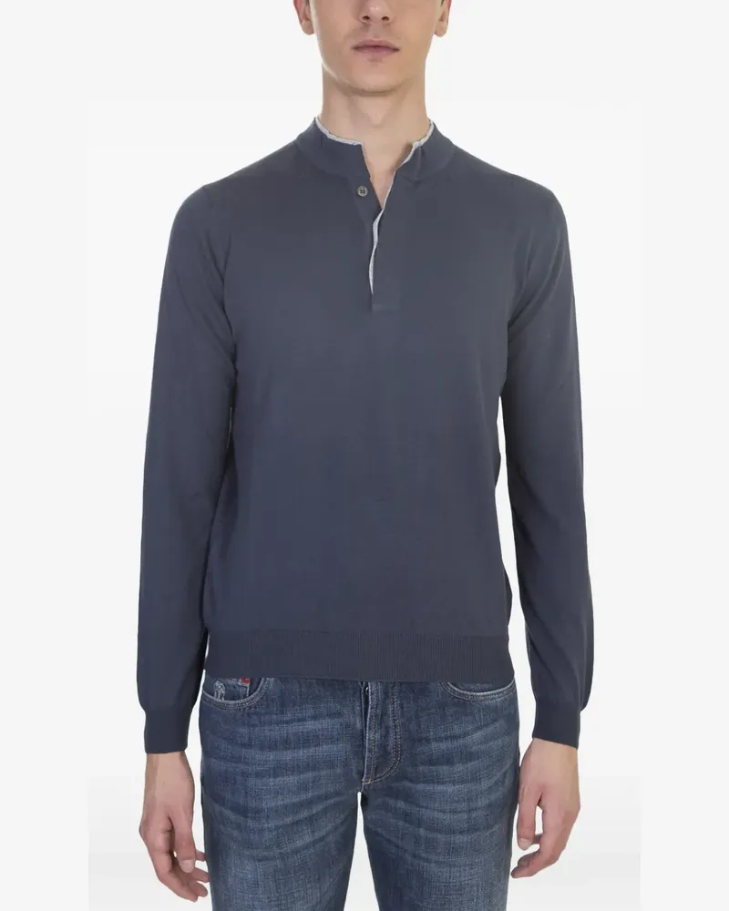 Dell'oglio Klassisches Henley-Hemd - Blau Blau