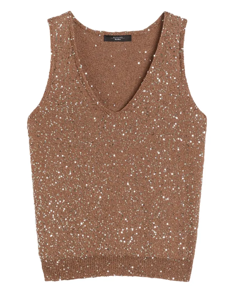 Max Mara Top mit Paillettenverzierung - Braun Braun