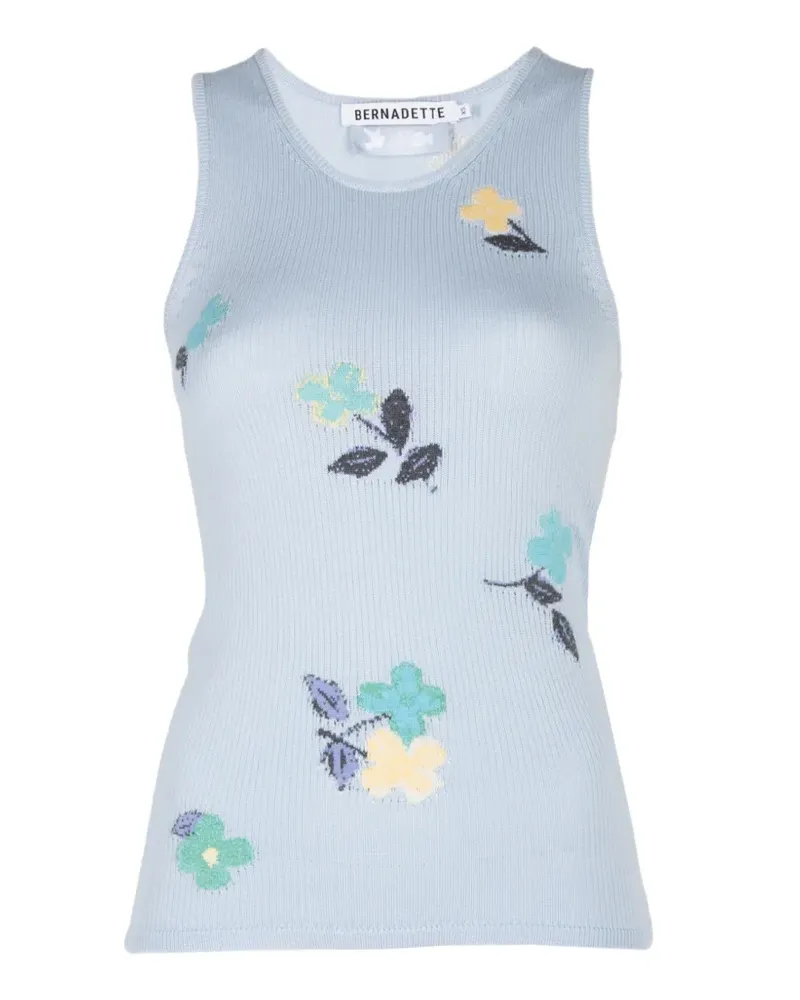BERNADETTE Geripptes Clementine Tanktop aus Blumen-Jacquard - Grau Grau