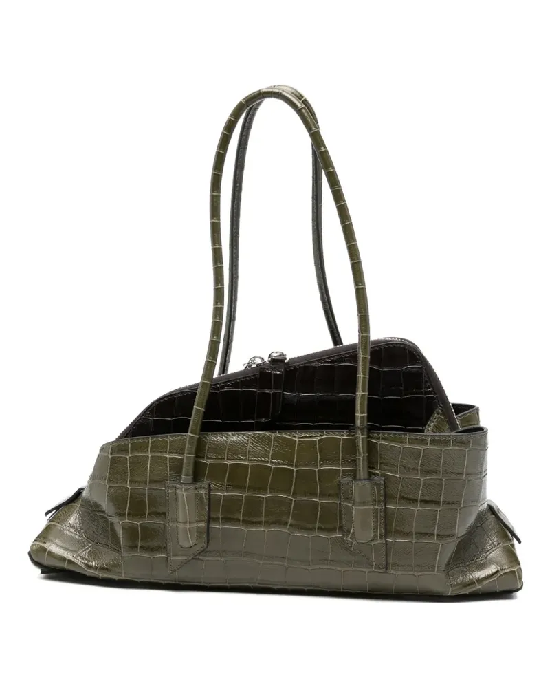 ATTICO small La Passeggiata crocodile-effect top-handle shoulder bag - Grün Grün