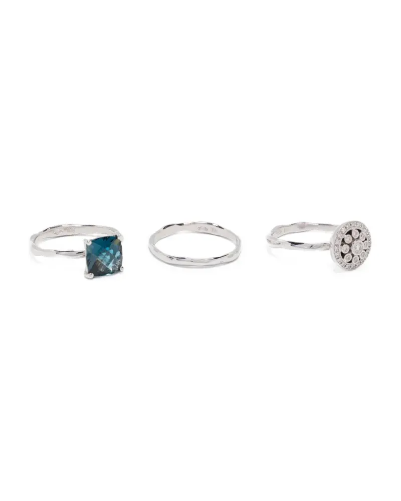 Wouters & Hendrix 18K white gold topaz and diamond ring set - Weiß Weiß