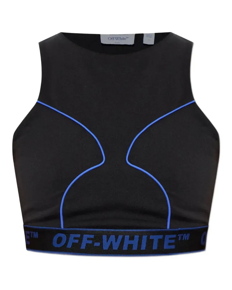 OFF-WHITE Paspeliertes Oberteil mit Logo-Streifen - Schwarz Schwarz