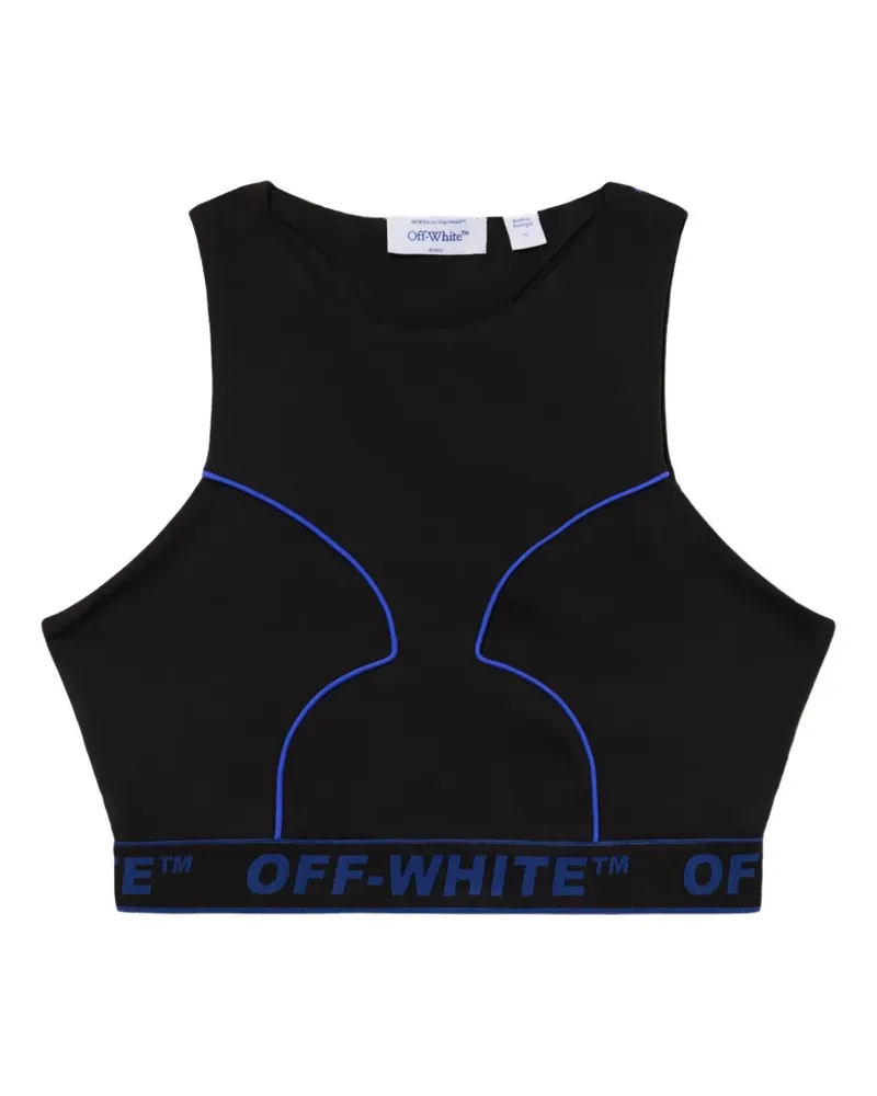 OFF-WHITE Paspeliertes Oberteil mit Logo-Streifen - Schwarz Schwarz