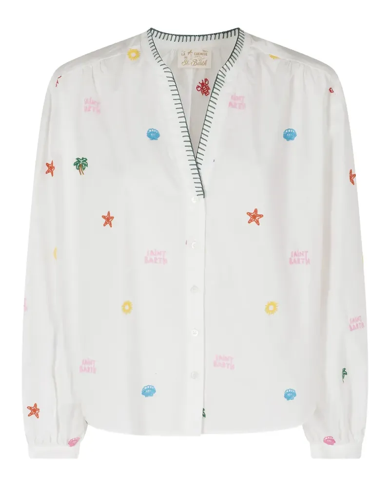 MC2 Saint Barth Liona embroidered cotton blouse - Weiß Weiß