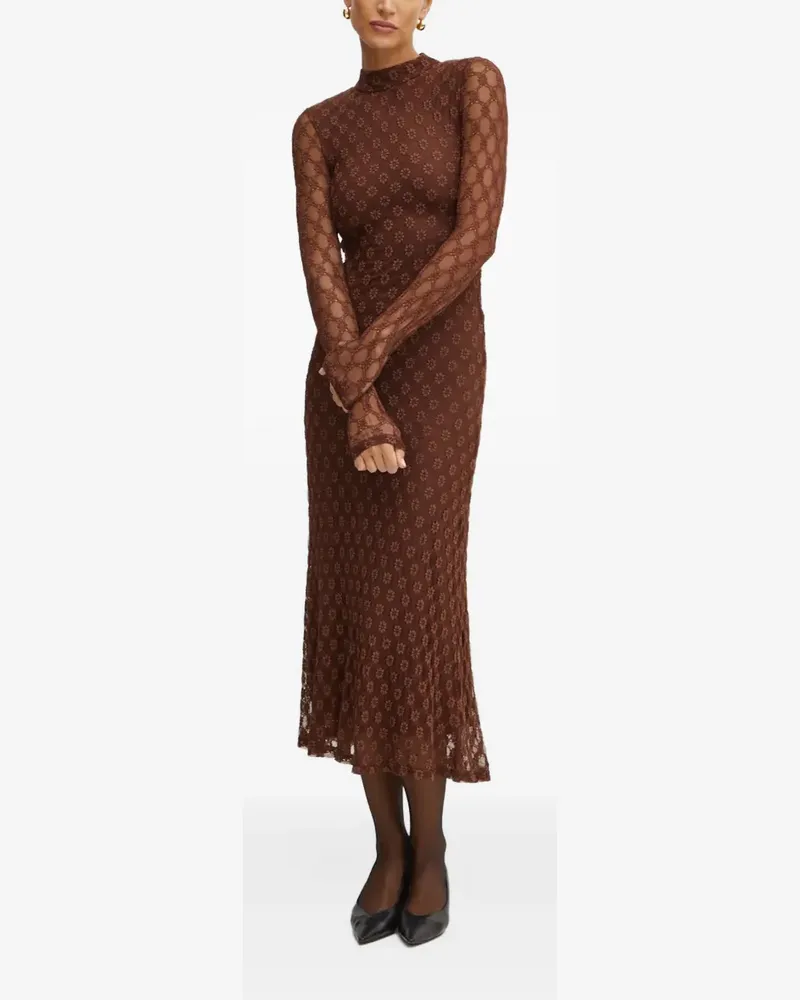 Bardot Kleid mit Spitze - Braun Braun