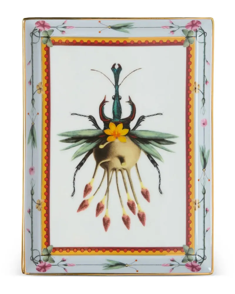 La DoubleJ Schmuckablage mit Blumenmotiv (21cm x 16cm) - Weiß Weiß