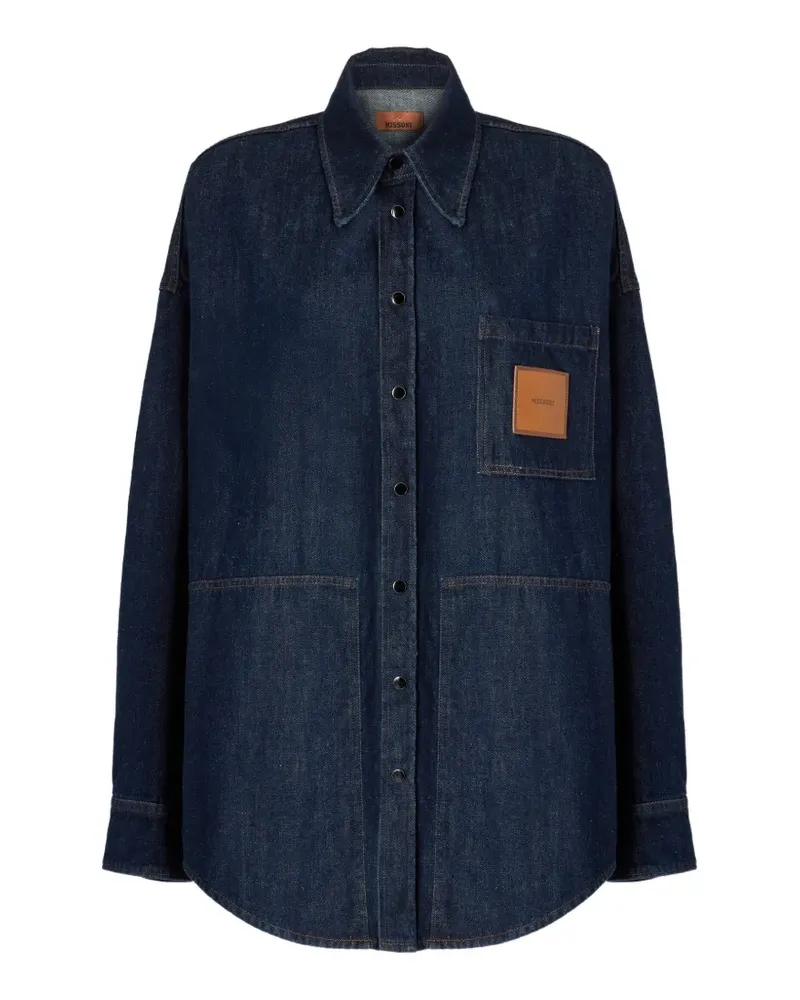 Missoni logo-patch chest-pocket shirt - Blau Blau