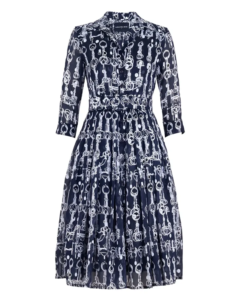 Samantha Sung Audrey Kleid mit Ketten-Print - Blau Blau