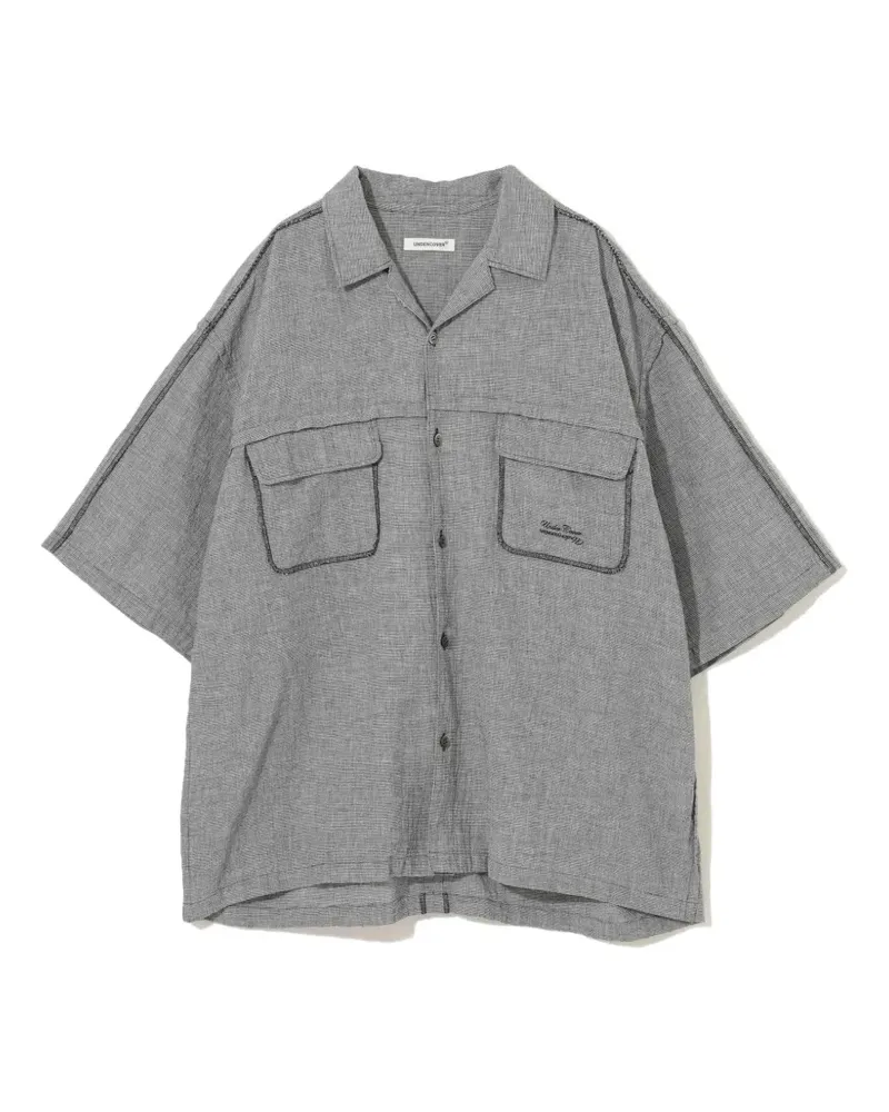 Undercover houndstooth-pattern patch-pocket shirt - Schwarz Schwarz