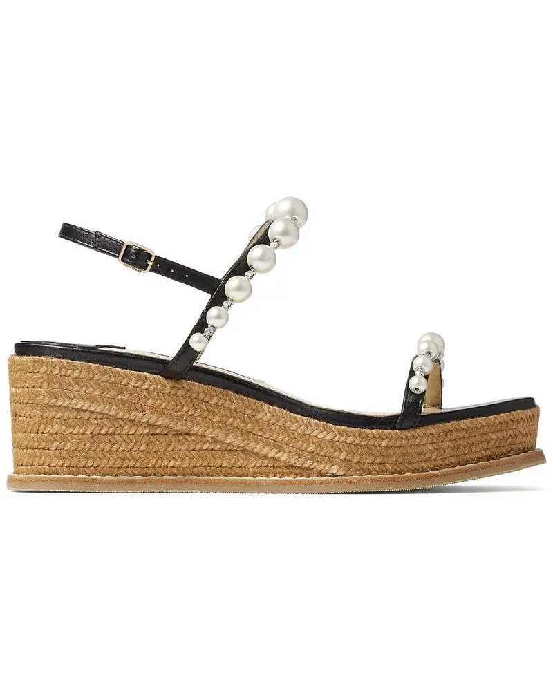 Jimmy Choo Amatuus Wedge-Espadrilles mit Perlenverzierung 60mm - Schwarz Schwarz
