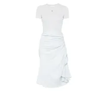 Drapiertes Midikleid im Materialmix - Blau