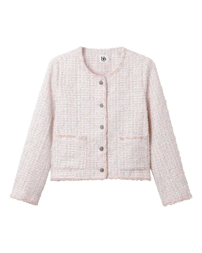 b+ab Tweed-Jacke mit ausgefransten Knöpfen - Rosa Rosa