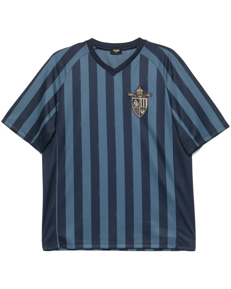 Fendi Gestreiftes T-Shirt - Blau Blau