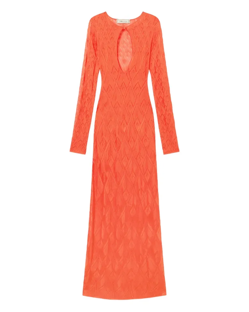 Blumarine geometric open-knit maxi dress - Orange Orange