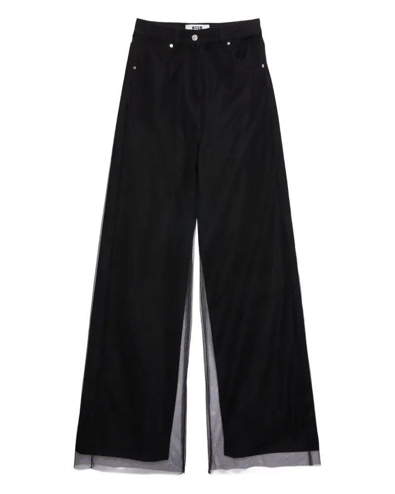 MSGM tulle panel jeans - Schwarz Schwarz