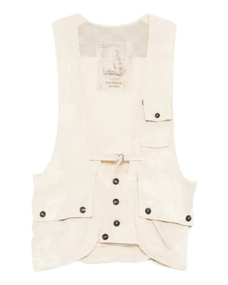 Ziggy Chen belted multi-pocket gilets - Nude Nude