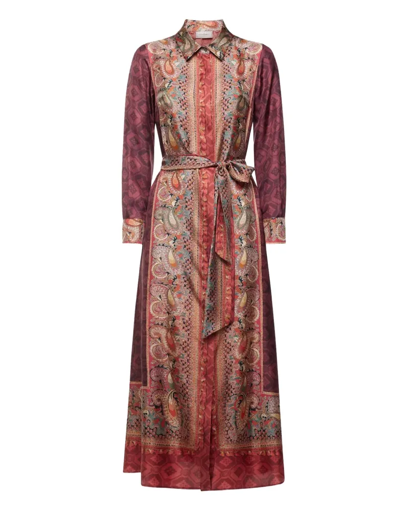Pierre-Louis Mascia geometric-pattern shirt maxi dress - Rot Rot