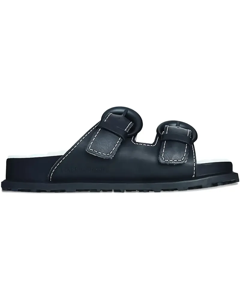 Marine Serre double-buckle leather sandals - Schwarz Schwarz