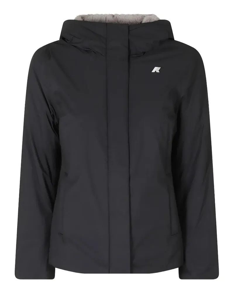 K-Way Kapuzenjacke mit Logo-Patch - Schwarz Schwarz