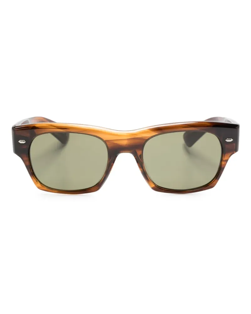 Oliver Peoples Eckige Sonnenbrille in Schildpattoptik - Braun Braun