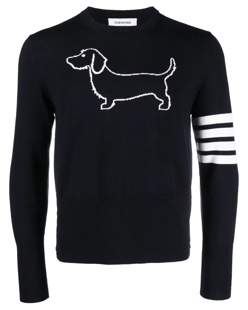 Thom Browne Pullover mit Logo-Streifen Blau