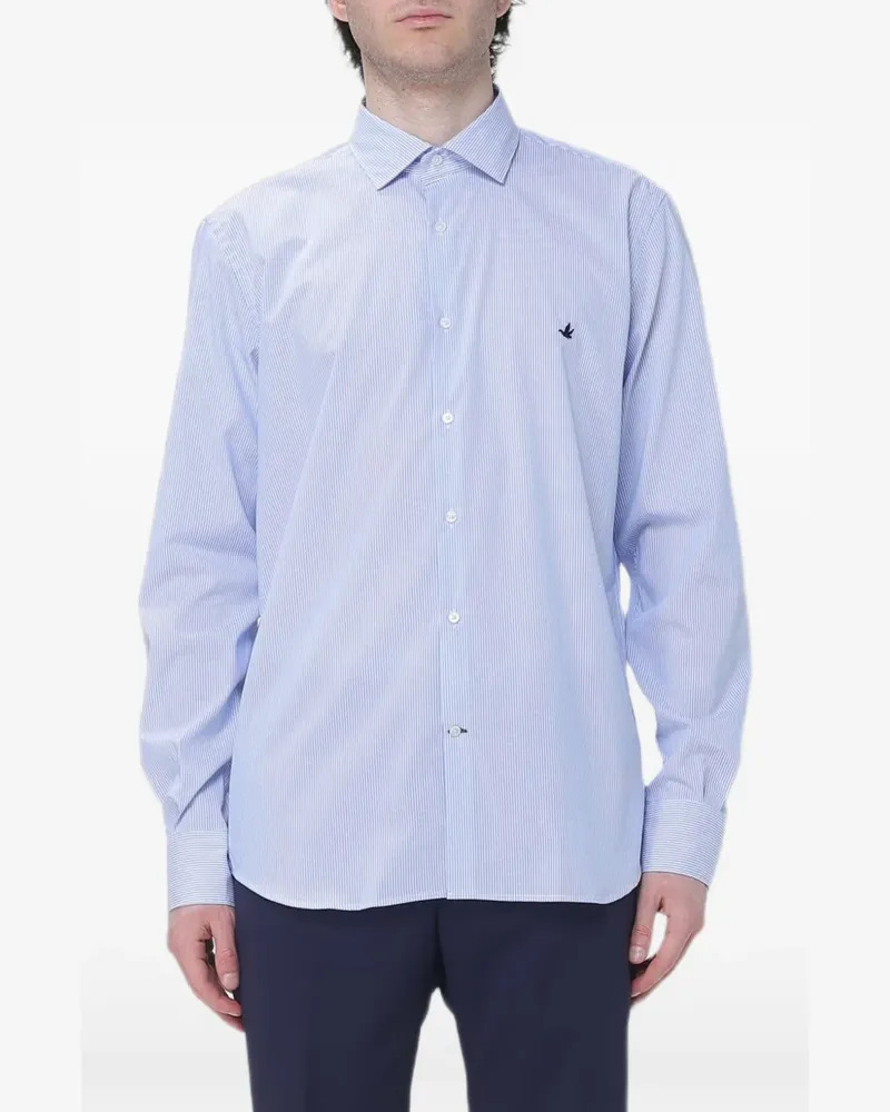 Brooksfield striped logo-embroidered shirt - Blau Blau